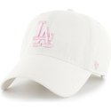 casquette-courbee-blanche-avec-logo-rose-los-angeles-dodgers-mlb-clean-up-47-brand