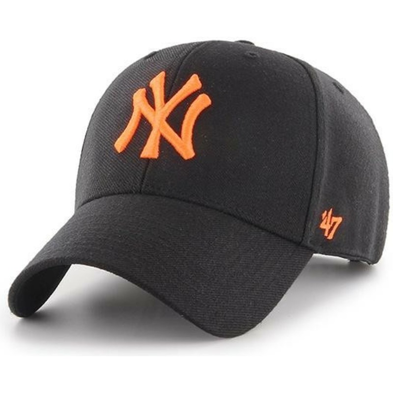 casquette-courbee-noire-snapback-avec-logo-orange-new-york-yankees-mlb-mvp-47-brand