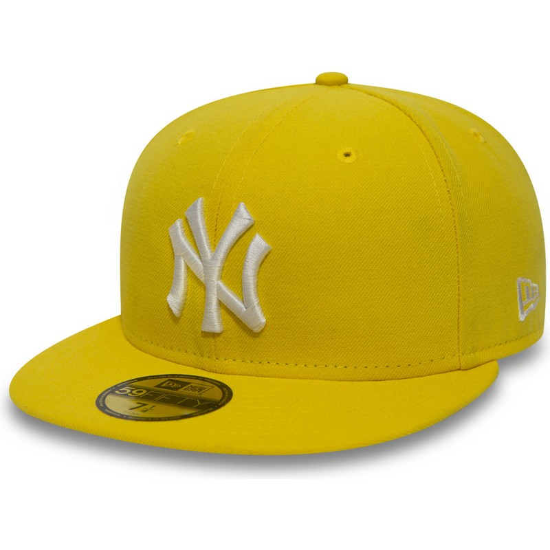 casquette-plate-jaune-fonce-ajustee-59fifty-essential-new-york-yankees-mlb-new-era