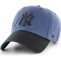 casquette-courbee-bleue-marine-avec-visiere-et-logo-noir-new-york-yankees-mlb-clean-up-two-tone-47-brand