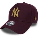 casquette-courbee-grenat-ajustable-9forty-melton-a-frame-new-york-yankees-mlb-new-era