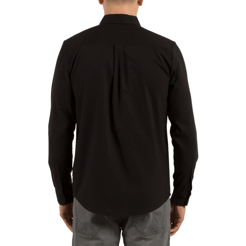 chemise-a-manche-longue-noire-oxford-stretch-black-volcom