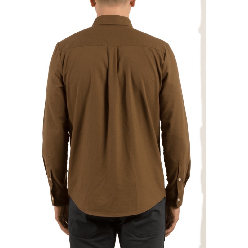 chemise-a-manche-longue-marron-oxford-stretch-mud-volcom