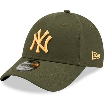 Casquette courbée verte ajustable avec logo orange 9FORTY League Essential New York Yankees MLB New Era
