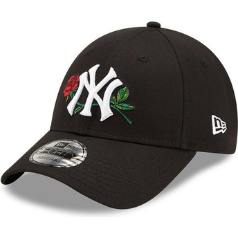 Casquette courbée noire ajustable 9FORTY Rose New York Yankees MLB New Era